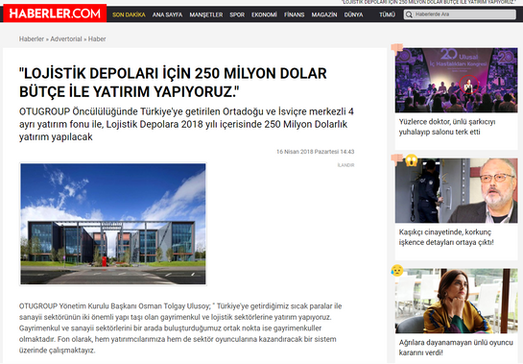 Lojistik depoları için 250 milyon dolar bütçe